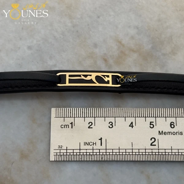 دستبند طلا چرم مردانه خدا L163